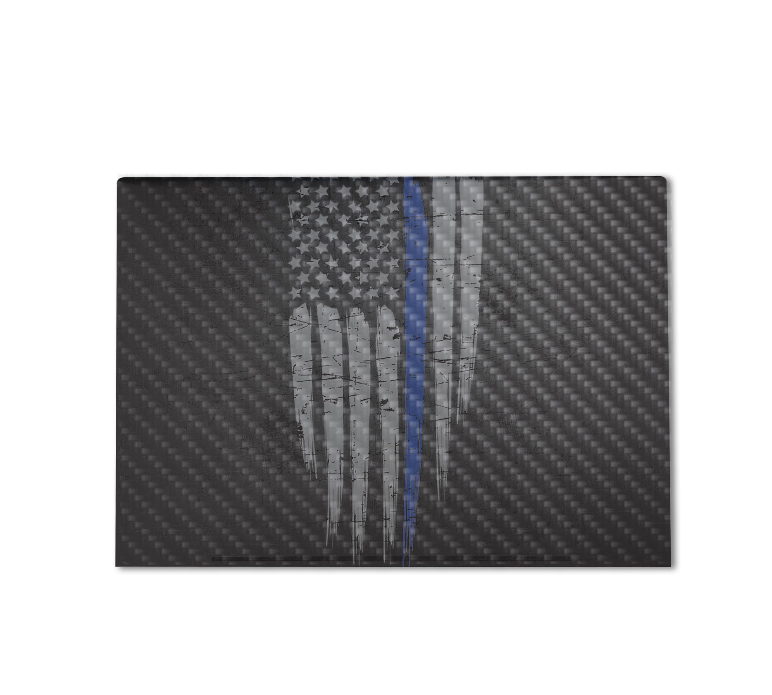Carbon Fiber Gaming Skin Compatible with HP Envy x360 16” (2023) - Thin Blue Line - Premium 3M Vinyl Protective Wrap Decal Cover - Easy to Apply | Crafted in The USA by MightySkins