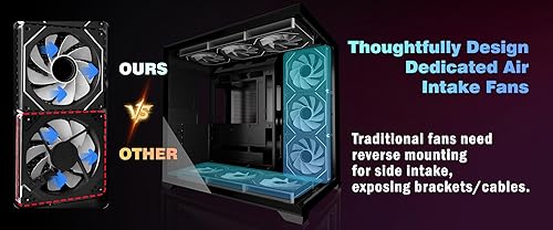 Miniatura 14 de PC CASE ATX 9 PWM ARGB Ventiladores preinstalados, funda de PC para juegos de media torre, carcasa panorámica de vidrio templado para computadora