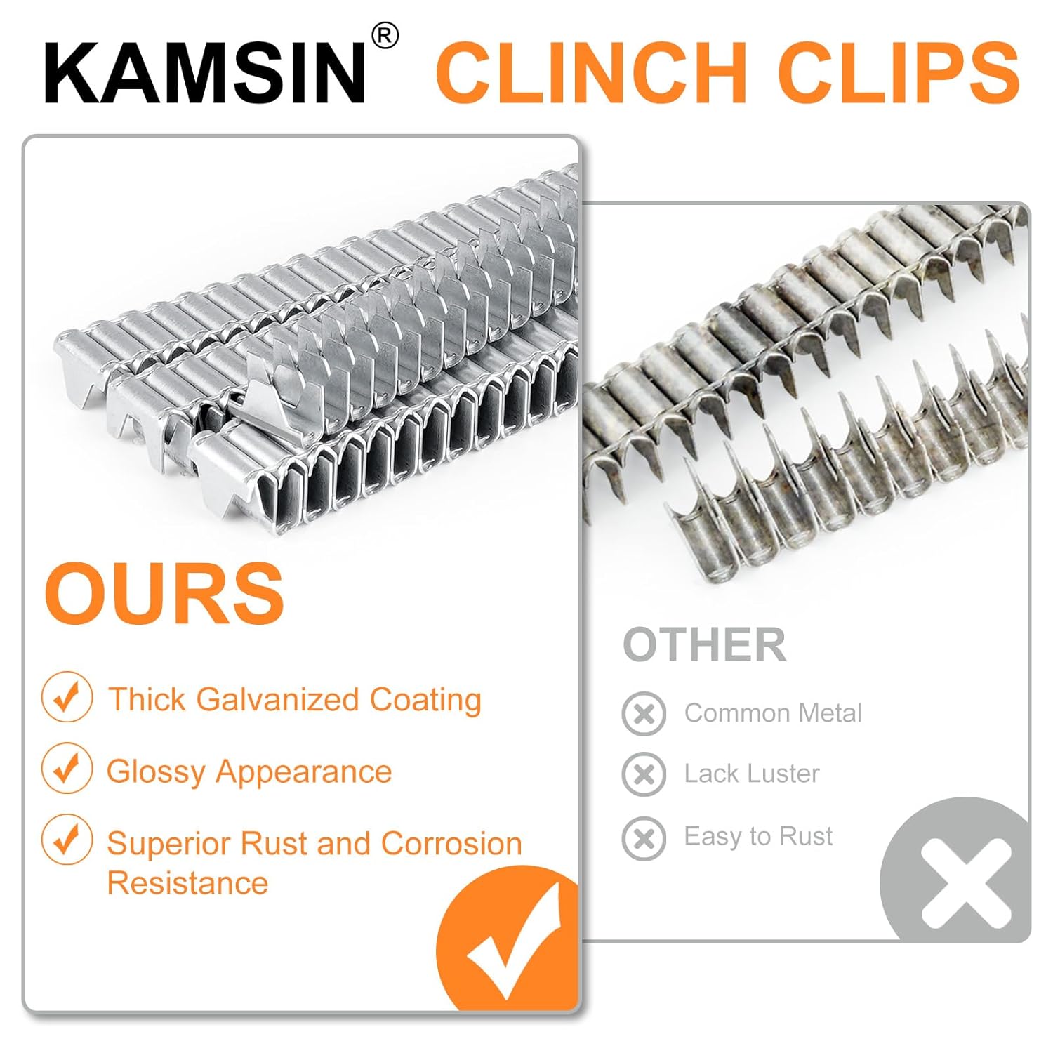 CL-4 Vertex Fastener 7/8-Inch(22mm) Crown Hartco Clips 960 PCS Galvanized M66 Clinching Clips, Staples for Wire Fencing Clinching Tool Clinch Clip Clipper Gun Spring Mattress