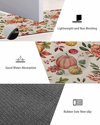 Miniatura 3 de Tapete de baño de cosecha otoñal para bañera, antideslizante, de secado rápido y absorbente, de tierra de diatomeas, para ducha, fregadero de