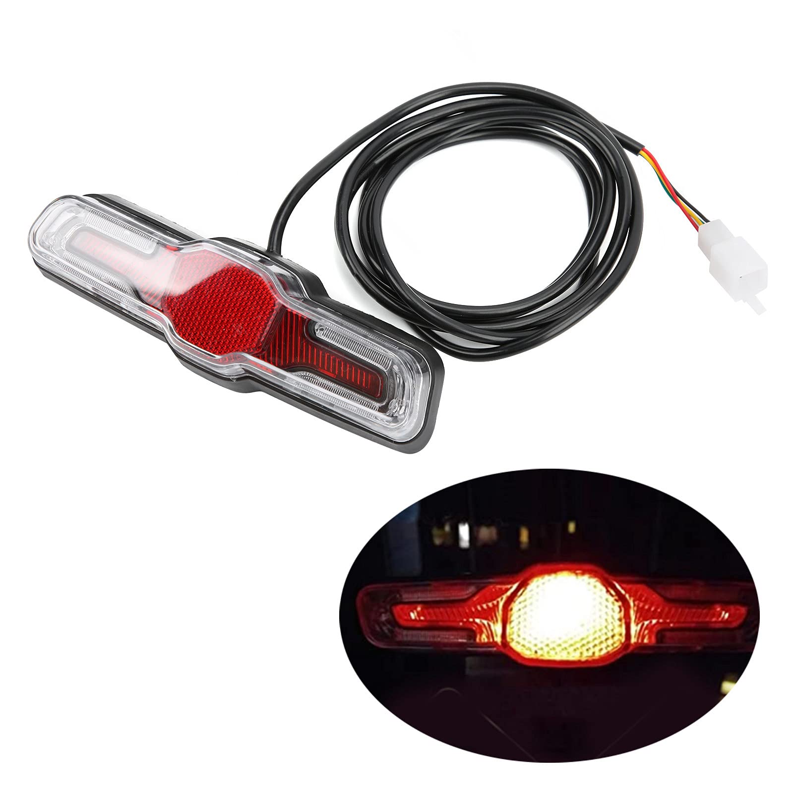 Fanale Posteriore per Bicicletta Elettrica a 5 LED, Fanale Posteriore in ABS 36V/48V/60V con Buona luminosità e Tenuta, Facile Installare Accessori per Ciclismo Notturno di
