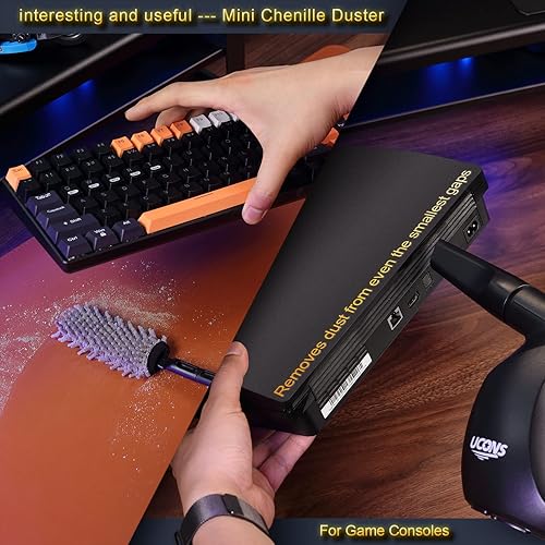 Miniatura 5 de Plumero eléctrico para electrónica, limpiador de teclado de alta potencia de 500 W, 101.7 ft/s, soplador de aire inalámbrico reutilizable con