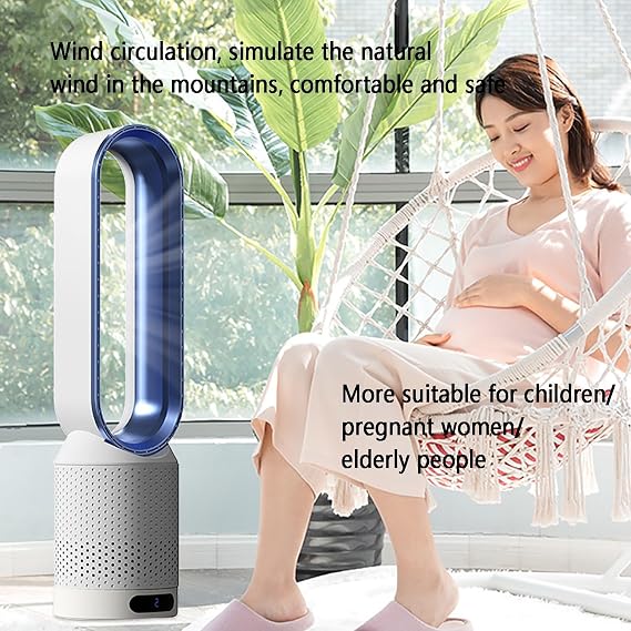 Tower Fan for Bedroom, Bladeless Fan, Portable Air Circulation Fan, Quiet Cooling Floor Fan, Matches Perfectly with a Variety of Home Decor Styles(Blue.)