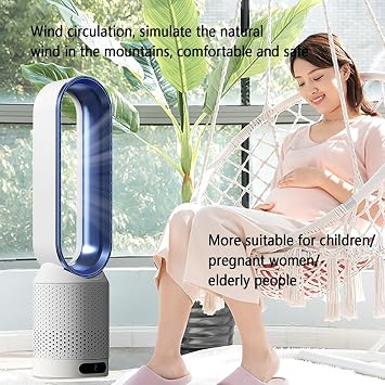 Tower Fan for Bedroom, Bladeless Fan, Portable Air Circulation Fan, Quiet Cooling Floor Fan, Matches Perfectly with a Variety of Home Decor Styles(Blue.)