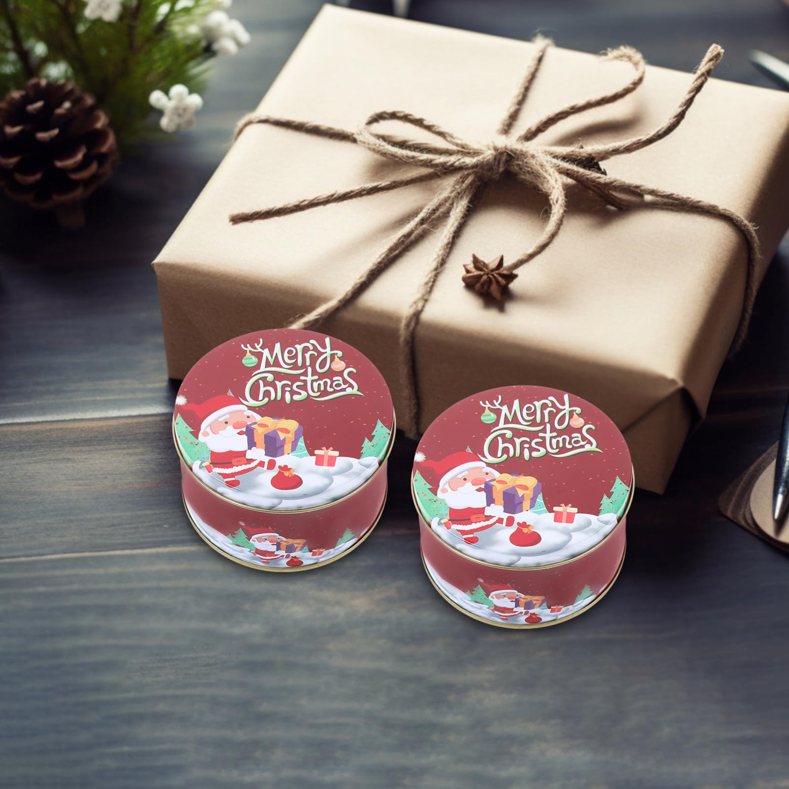 Healeved 24 StüCk Weihnachtsdosen FüR Kekse Und SüßIgkeiten - Metall Keksdose Mit Deckel Mini Aufbewahrungsboxen FüR Bonbons Snacks Und Kleine GegenstäNde 7.5X7.5X4.5Cm