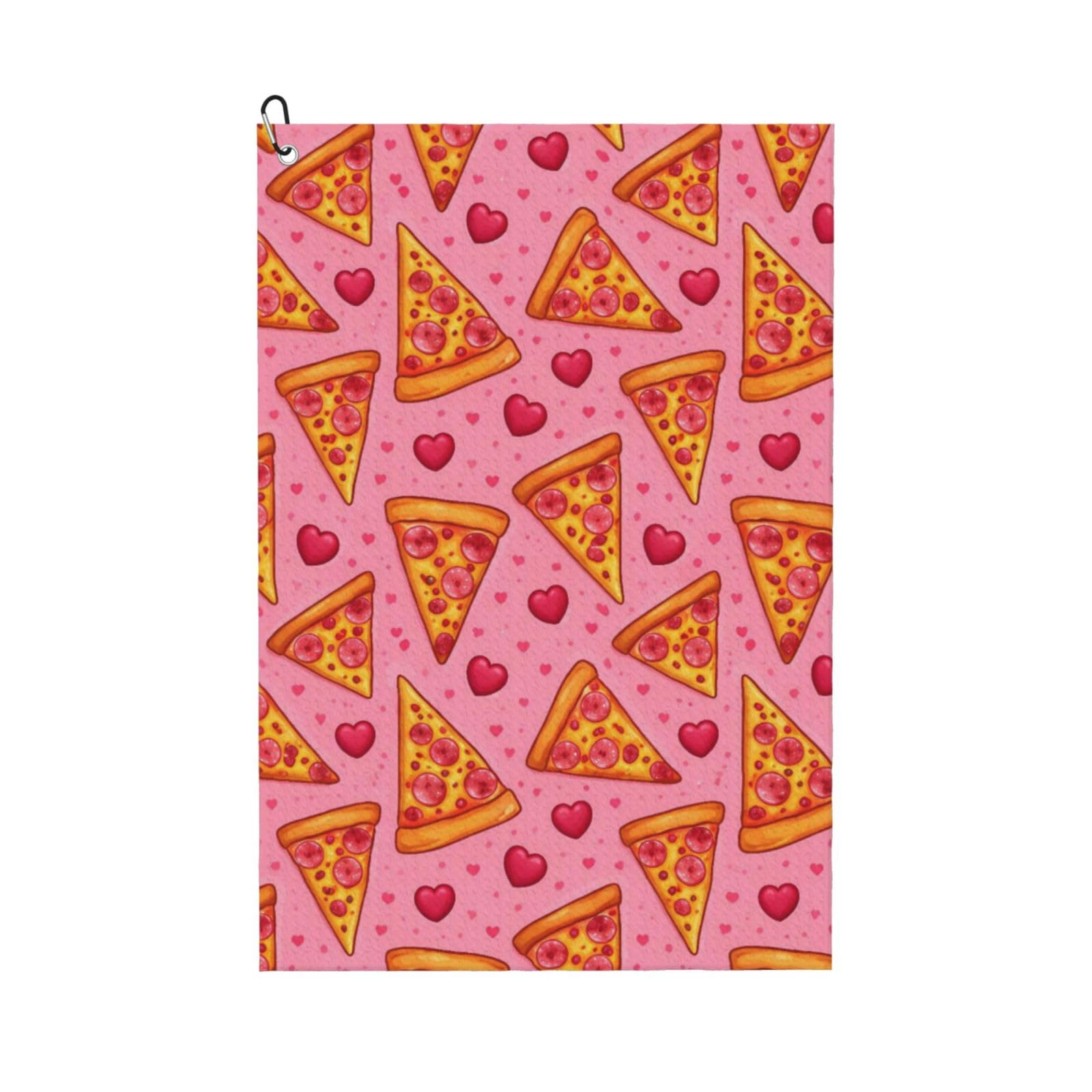 Oudrspo Cartoon Pizza Fun Print Multi-Functional Golf Towel | Absorbent Quick Drying 16x24in
