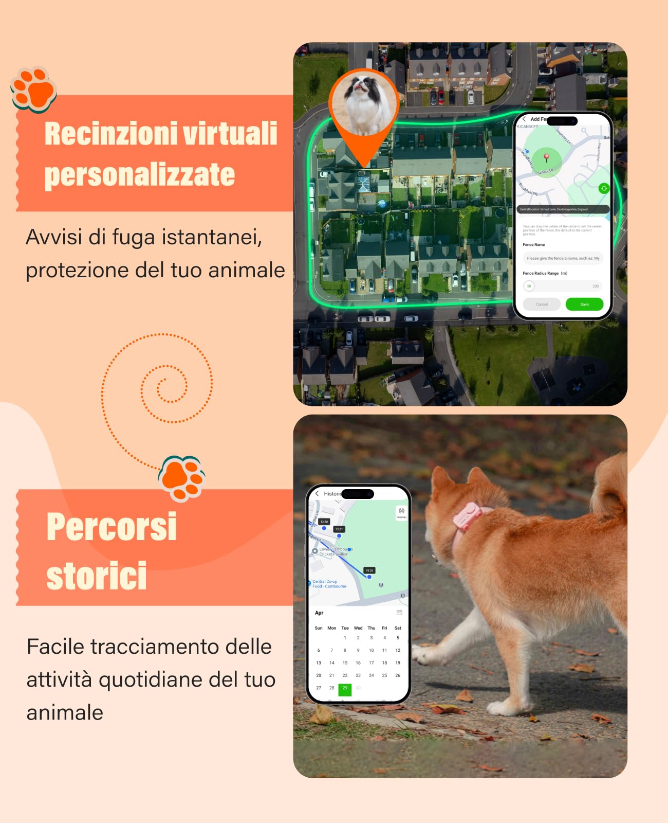 GlocalMe PetPhone, GPS Tracker per cane e gatto, chiamata bidirezionale, posizionamento globale, tracciamento in tempo reale, monitor della salute, mini GPS Tracker con abbonamento di 30 giorni