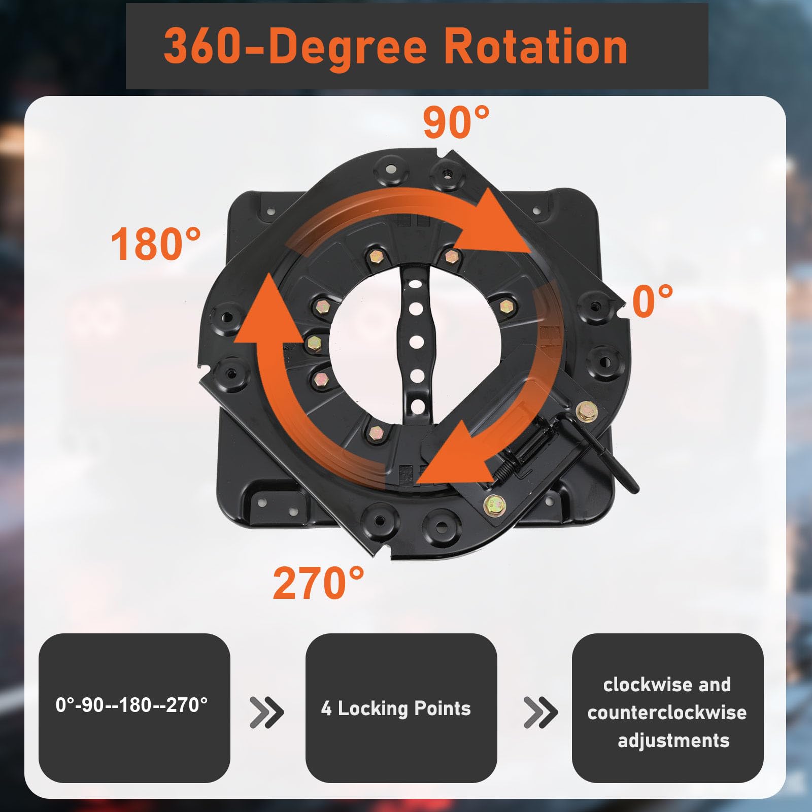 Base Girevole per Sedile Console Girevole a 360°, Base del Sedile Girevole per Auto Sedile per Impieghi Gravosi Base, 130 kg Carico Universale per Furgoni, Camper e Autobus