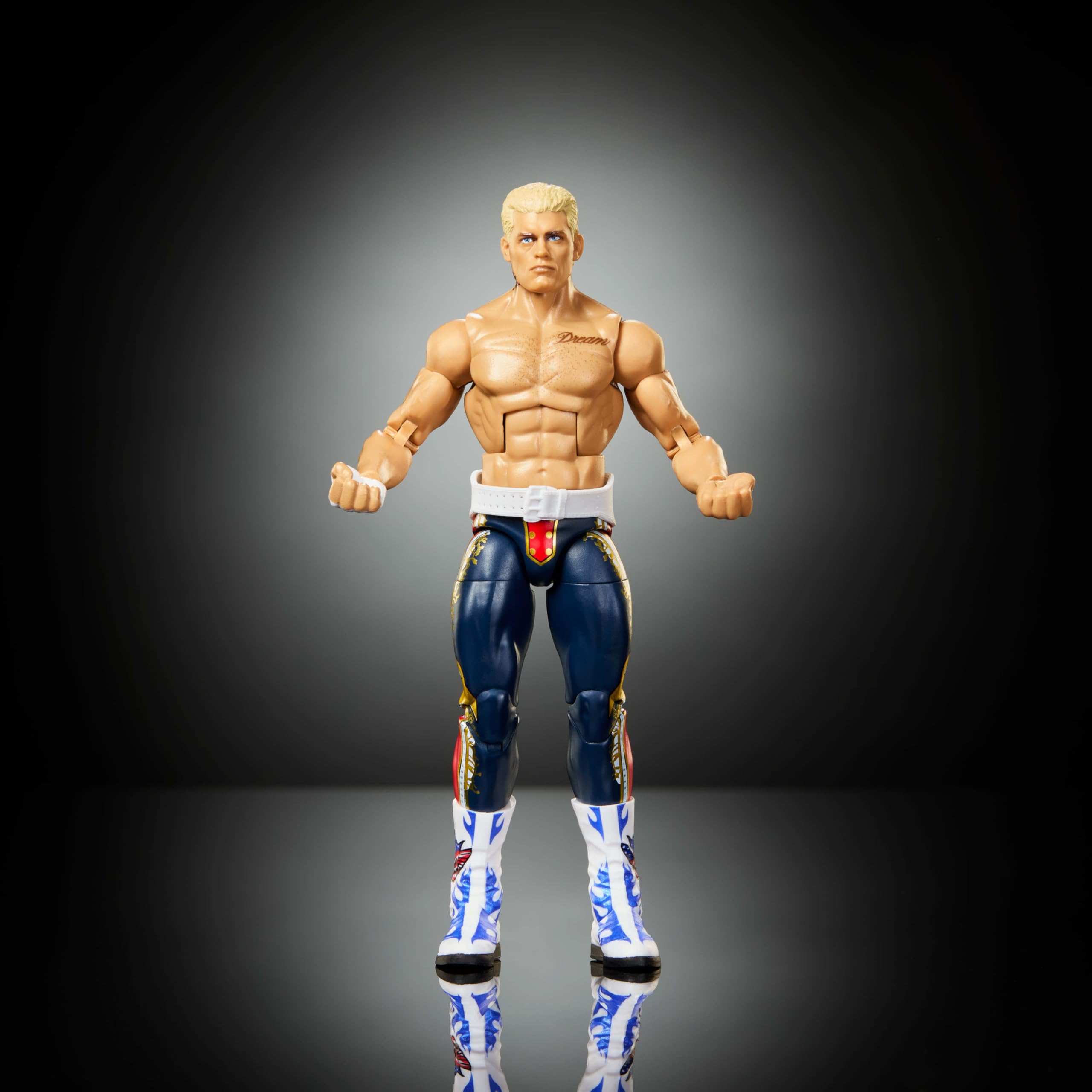 Mattel WWE Elite figurka i akcesoria, seria #125 zestaw, 15 cm kolekcjonerska Cody Rhodes z 25 punktami artykulacji i wymiennymi rękami