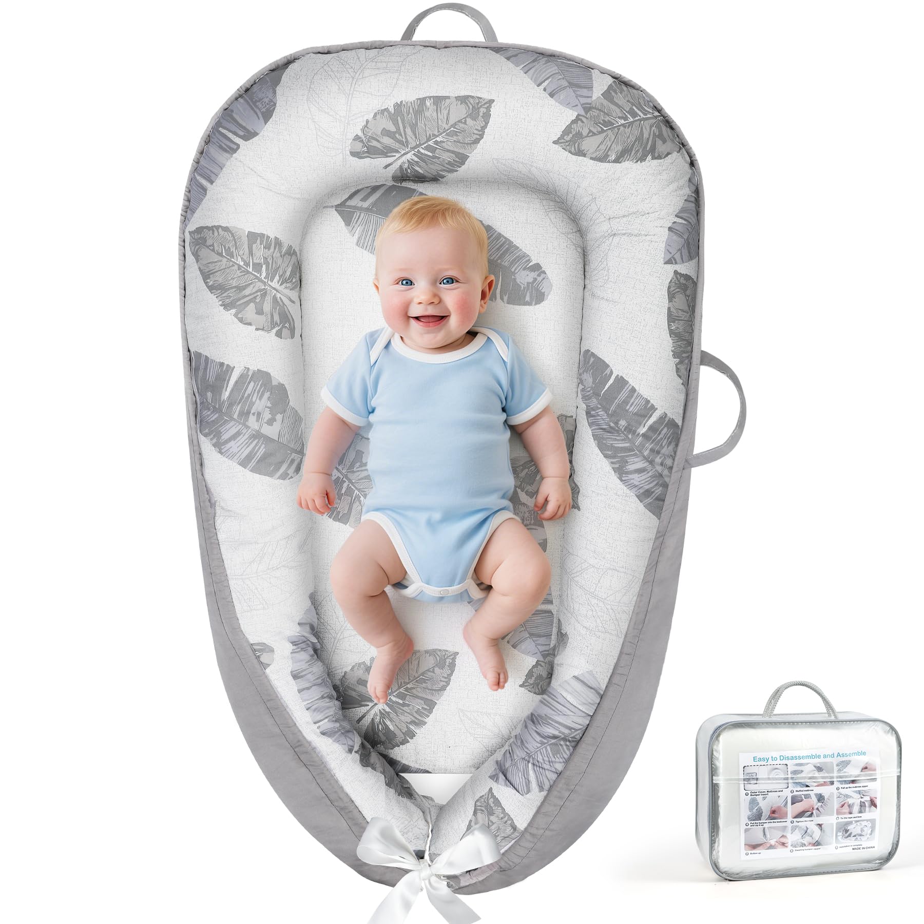 In Bassinet Portable Baby Bed Lounger With Boppy Nursing Pillow