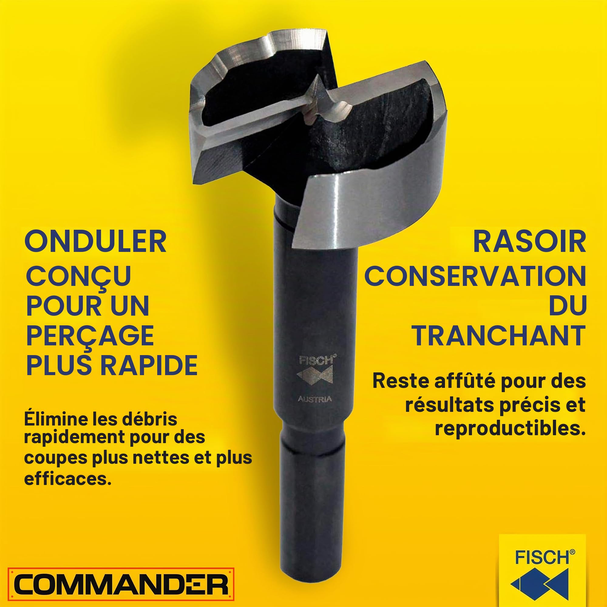 Fisch 31703500 Wave-Cutter Mèche Forstner à Coupe Ondulée, Argent/Gris, Ø 10 x 30 mm/35 x 60/90 mm