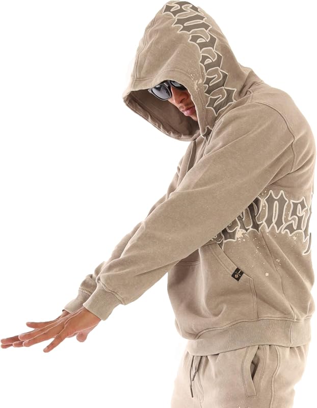 FLEECE HOODIE 5202 Mens Urban Streetwear NYC Graffiti Oversize Fit Fleece Sweatshirt Hoodie