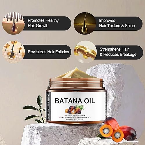 Miniatura 3 de Aceite de batana crudo de 4.23 oz  100% natural, puro, sin refinar y orgánico  Para el crecimiento del cabello, tratar el cabello seco y dañado,
