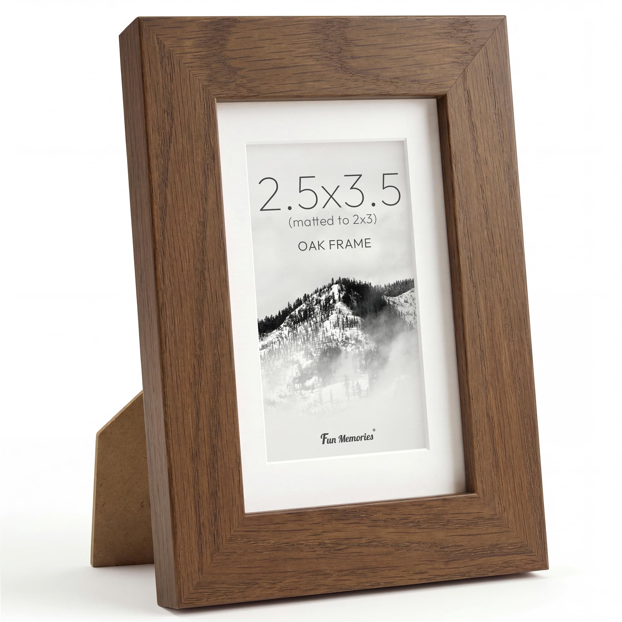 Amazon.com - Fun Memories 2.5x3.5 Picture Frame, Solid Oak Wood