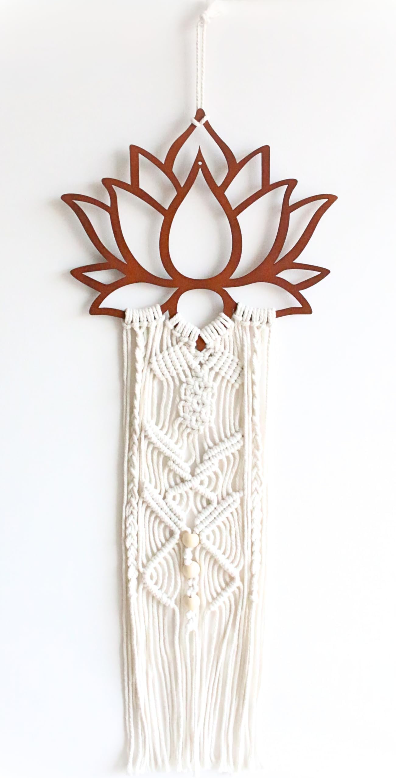 Boho Macrame Woven Wall Hanging, Crochet Crescent Moon Star Dream Catcher with Long Tassel, Cream White