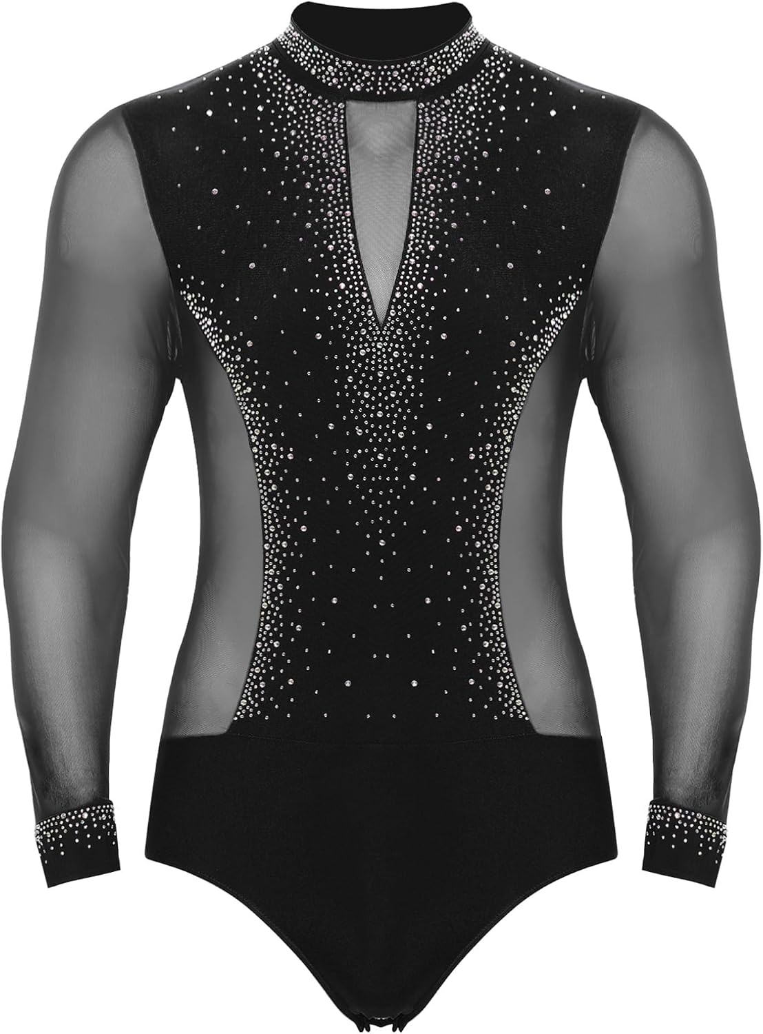 JEATHA Men's Ballroom Dance Top Shirt Latin Waltz Practise Long Sleeve Bell Bottom Pants Training Trousers Set