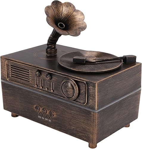 Zunate Humidificador de aromaterapia retro, estilo gramófono, difusor de aceite vintage, máquina de niebla fría para relajación del hogar y