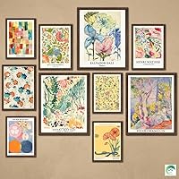 LANCHI95 10pc Vintage Eclectic Wall Art Prints Set - Van Gogh, Monet, Matisse, Morris Maximalist Boho Posters Unframed
