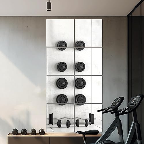 Miniatura 4 de Delma Azulejos de espejo de pared de longitud completa, 22 x 22 pulgadas x 4 unidades, azulejos de espejo de cuerpo completo sin marco para