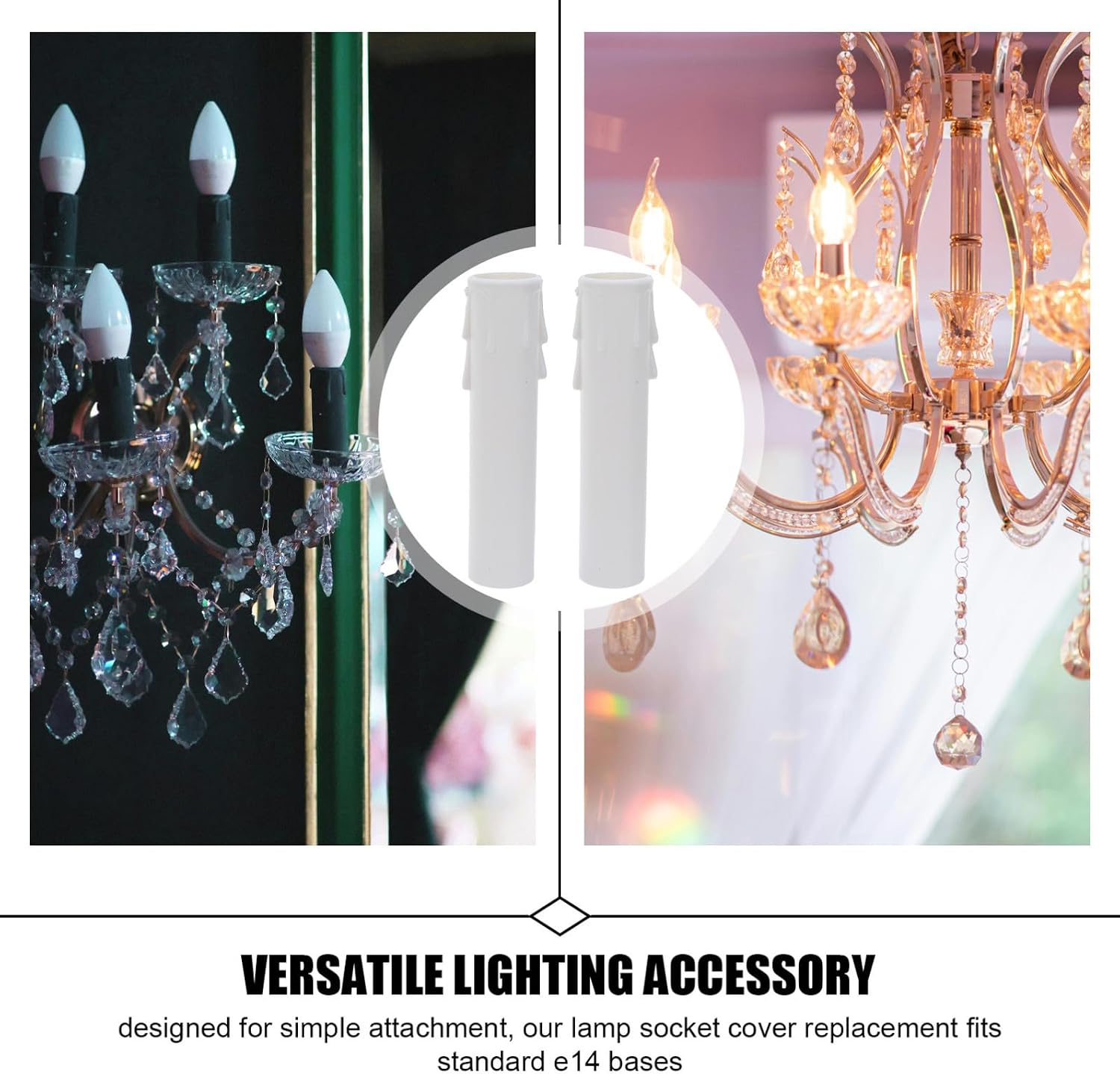 BESTonZON 12pcs Beige Candle Covers Sleeves for Chandelier Light Socket Covers E14 Candelabra Base Pvc Material Resistant to High Temperatures 4.13 Inch Tall for Ceiling Lamp Candle