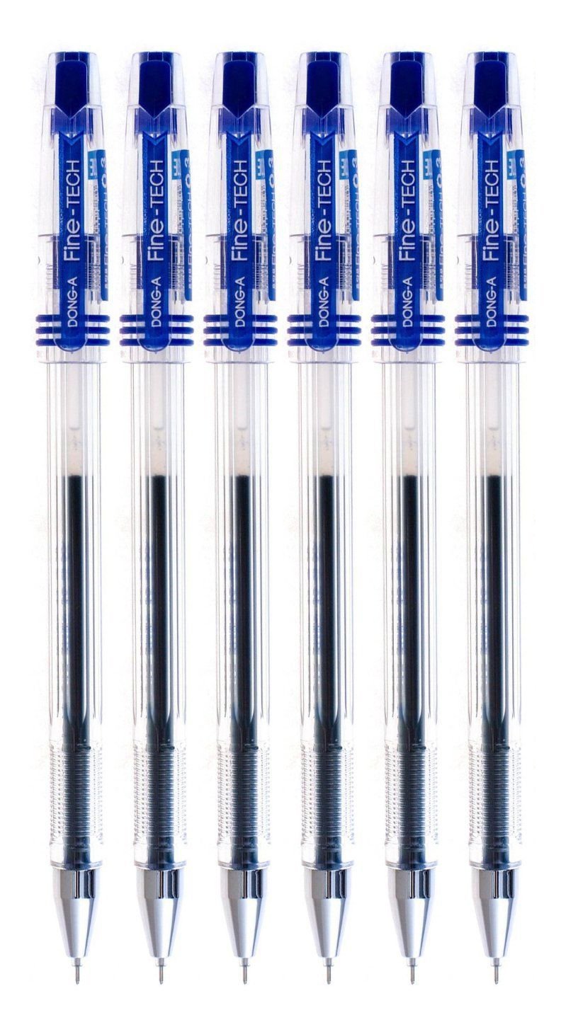 DONG-A Fine-Tech, 0.3mm, Gel Ink Roller Ball Pens, Blue (Pack of 6)