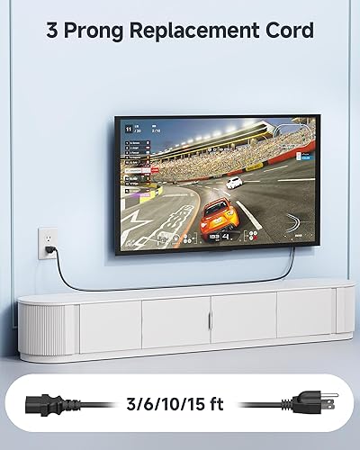 Miniatura 10 de Cable Matters - Paquete de 2 cables de alimentación cortos para computadora de 16 AWG, 3 clavijas, de 3 pies, repuesto de cable de alimentación para