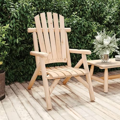 Garden Chair Natural Wood Solid Spruce, Medium Adirondack Outdoor Patio Furniture, Durable Balcony Seating, Ergonomic Design for Relaxation