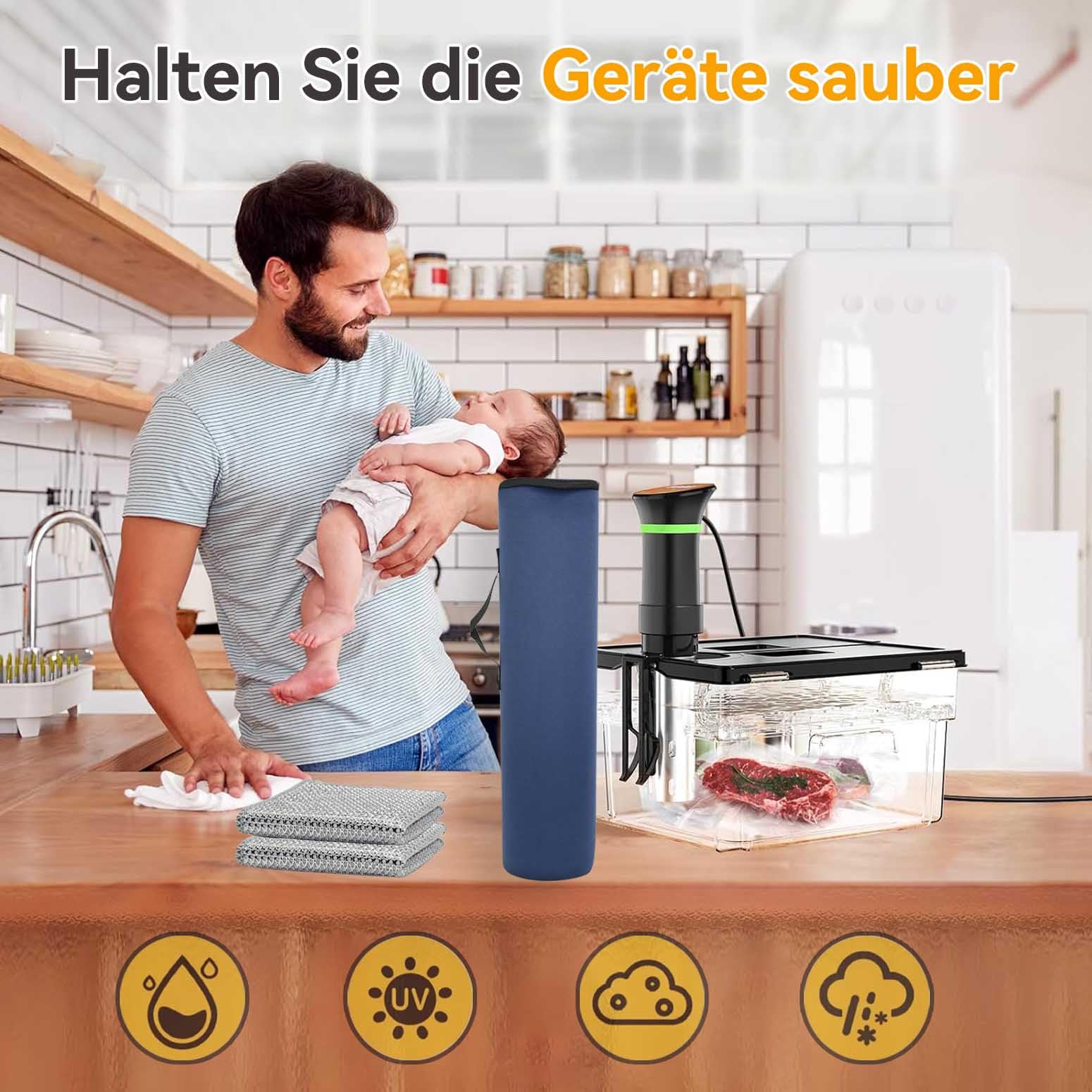 Funda protectora universal resistente al calor, resistente al agua, para cocina Sous-Vide, bolsa de almacenamiento para KitchenBoss Sous Vide Garer Stick, Inkbird, Klarstein Quickstick y otros