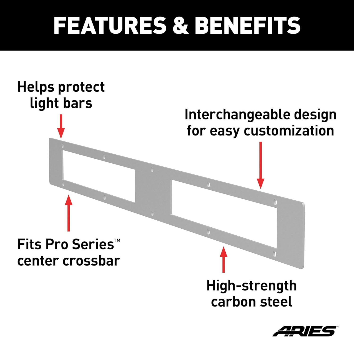 ARIES PC10OS Pro Series 30-Inch Brushed Stainless Steel Grille Guard Light Bar Cover Plate