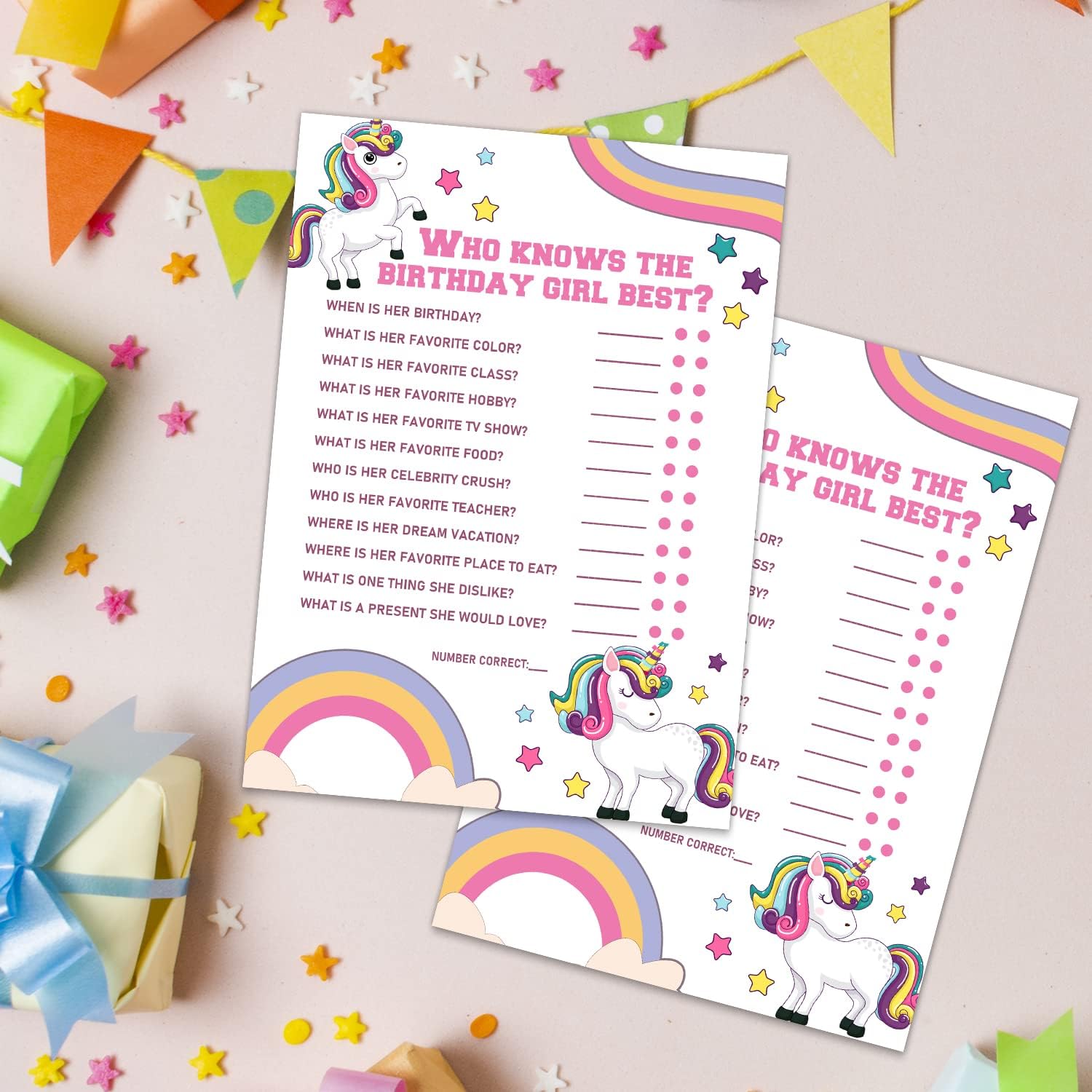 Who Knows The Birthday Girl Best - 20 Birthday Game Card Set- Girl Birthday Party Activity Notebook Themed Party Activity and Idea - Girl Birthday Supplies, Activity, Decorations : Home & Kitchen