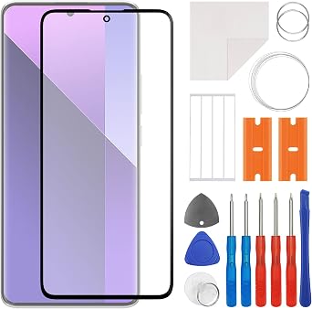 New Front Screen Glass Outer Panel Lens Replacement +OCA Compatible with Redmi Note 13 Pro Plus 23090RA98C, 23090RA98G, 23090RA98I with Upgraded Repair Kit- No LCD Screen and Touch Digitizer