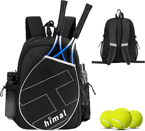 Mochila de tenis para hombres y mujeres, gran capacidad para 2 raquetas con compartimento ventilado para zapatos y bolsillo aislado