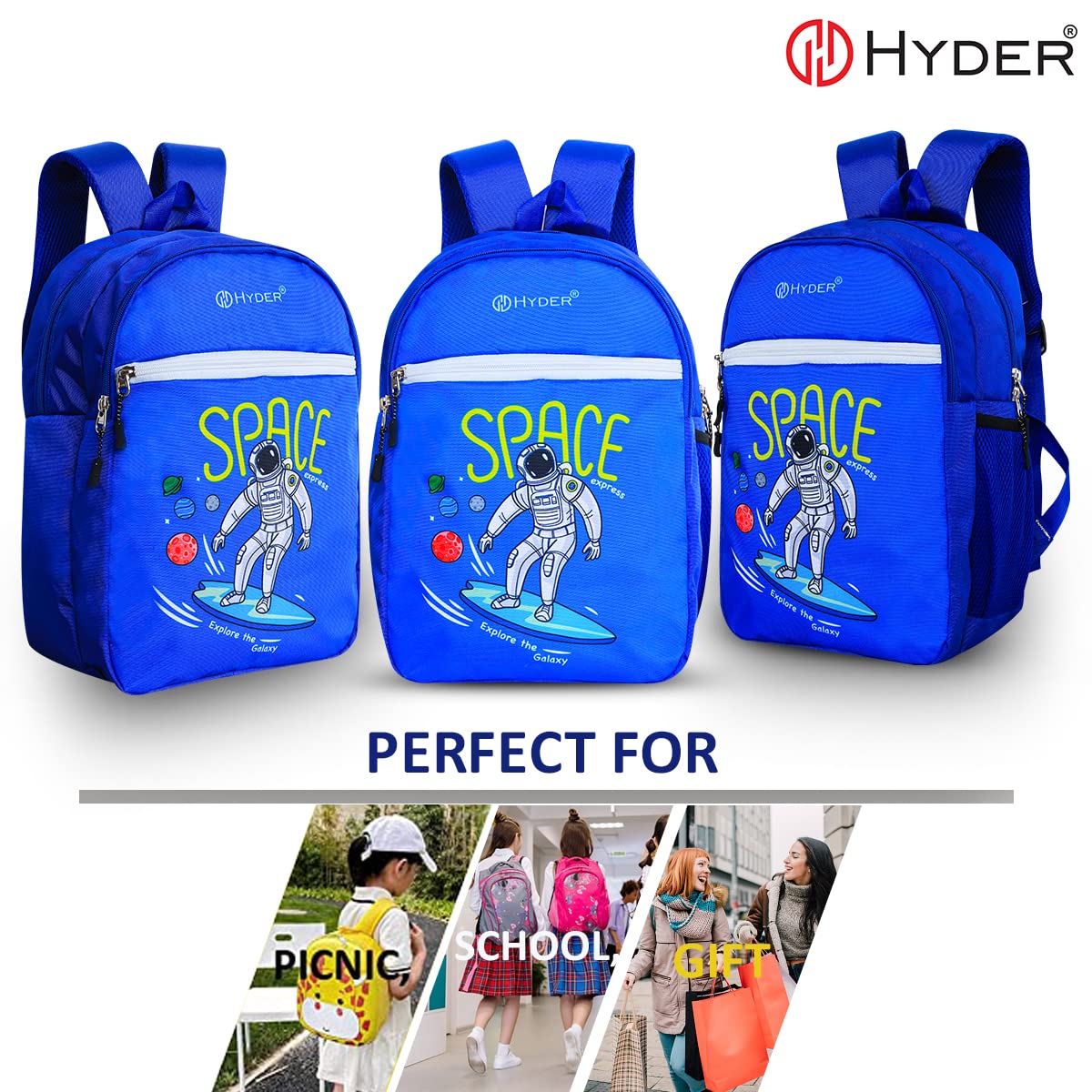 HYDER Mochila para niños de 20 litros con estampado de dibujos animados, ligera, espaciosa, impermeable, casual, picnic, matrícula, escuela, mochila para niños y niñas
