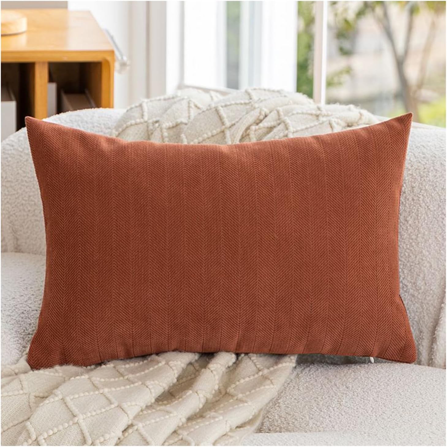 Chenille Pillow Covers 24" x 32", Elegant Textured Decorative Lumbar Throw Pillow Covers Neutral Pillowcase for Couch, Sofa, Living Room