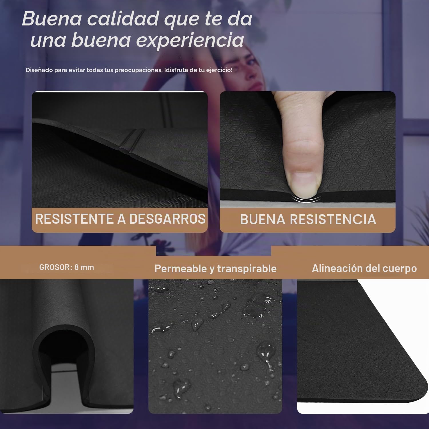 Esterilla Yoga Plegable, 183 x 81cm Esterilla Yoga Antideslizante, Para Viajes, con Bolsa de Transporte de Lona, ​​TPE Yoga Mat, Ideal para Deportes, Ftness y Pilates