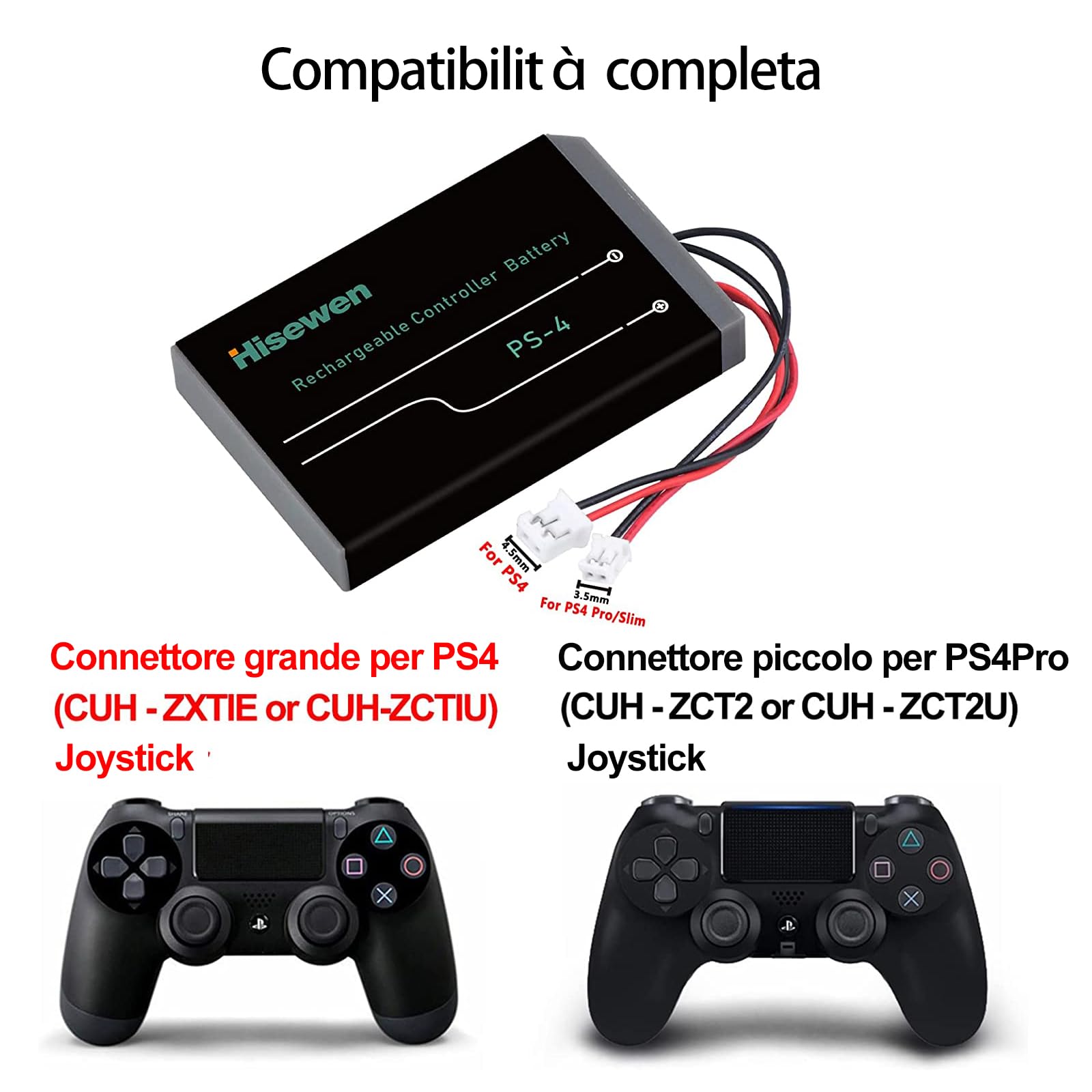 Batterie pour Manette PS4, Hisewen 2Pack 2000mAh PS4Pro LIP1522 KCR1410 Batteries pour Sony Playstation 4 Dualshock 4 V1 V2 Controller CUH-ZCT2 CUH-ZCT2E CUH-ZCT1E CUH-ZCT1U