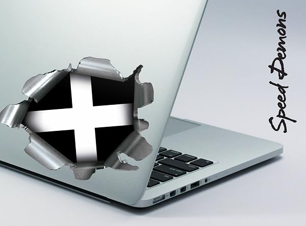 Speed Demons Pride Burst RIP Torn Tear Sticker Graphic SELF Adhesive for Any Surface Including LAPTOPS and Cars - Cornwall Cornish Flag - 3