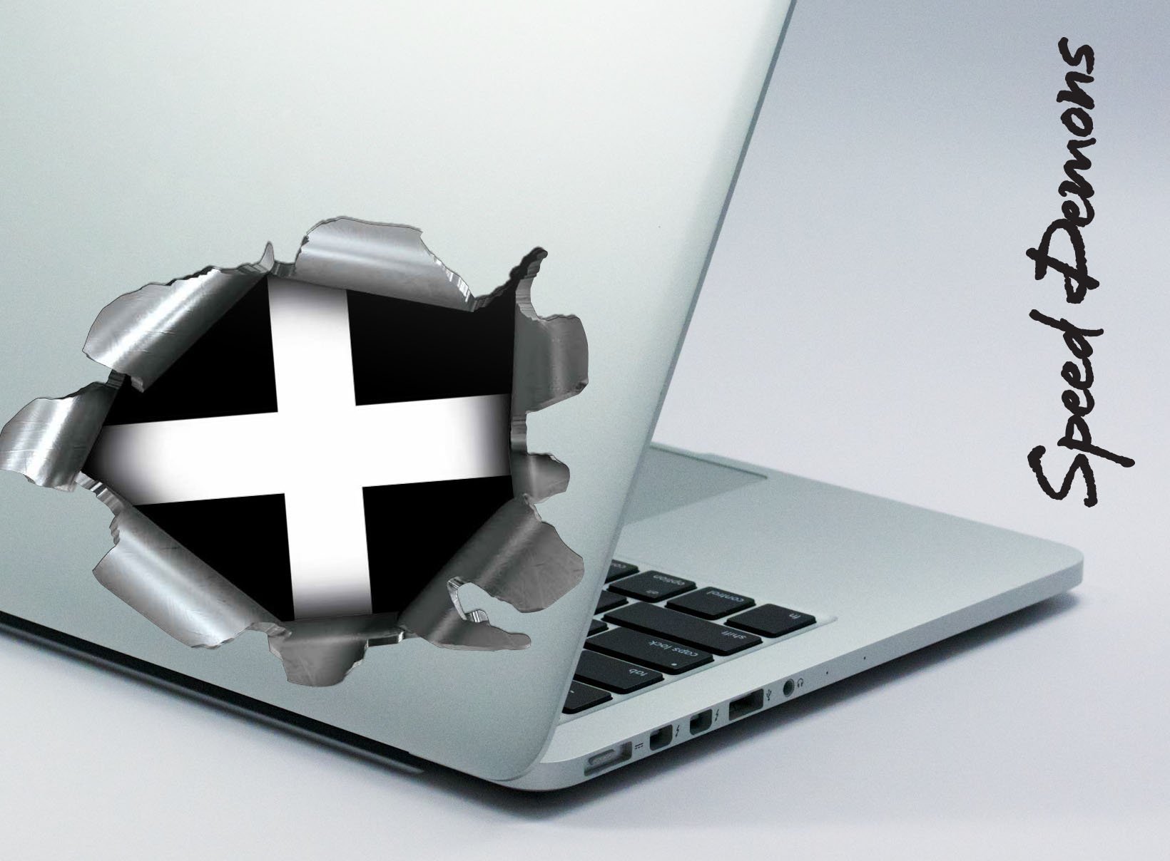 Speed Demons Pride Burst RIP Torn Tear Sticker Graphic SELF Adhesive for Any Surface Including LAPTOPS and Cars - Cornwall Cornish Flag — view 3