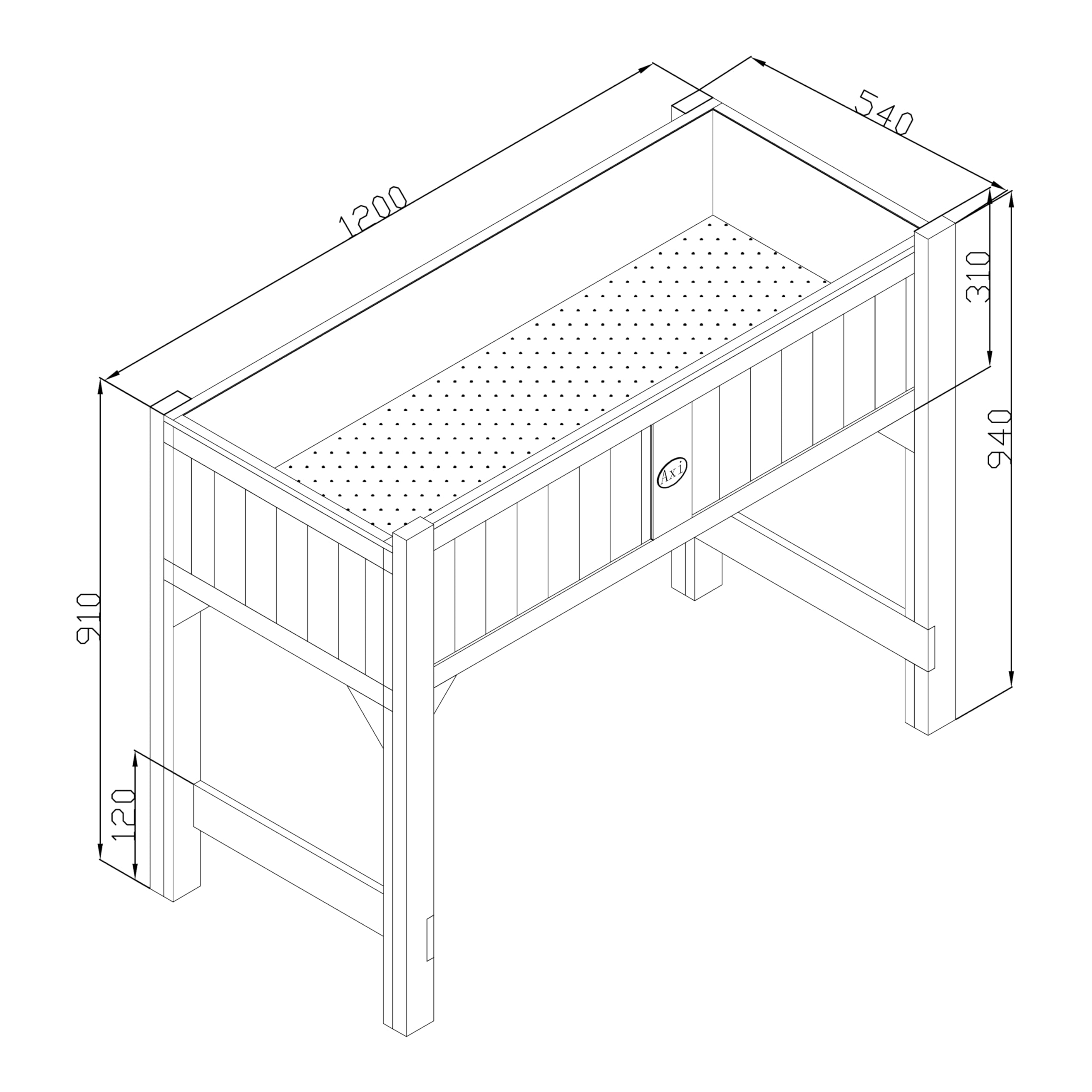 AXI Table De Culture en Bois avec Bac & Voile De Jardin | Potager sur Pied/Jardinière en Marron & Blanc
