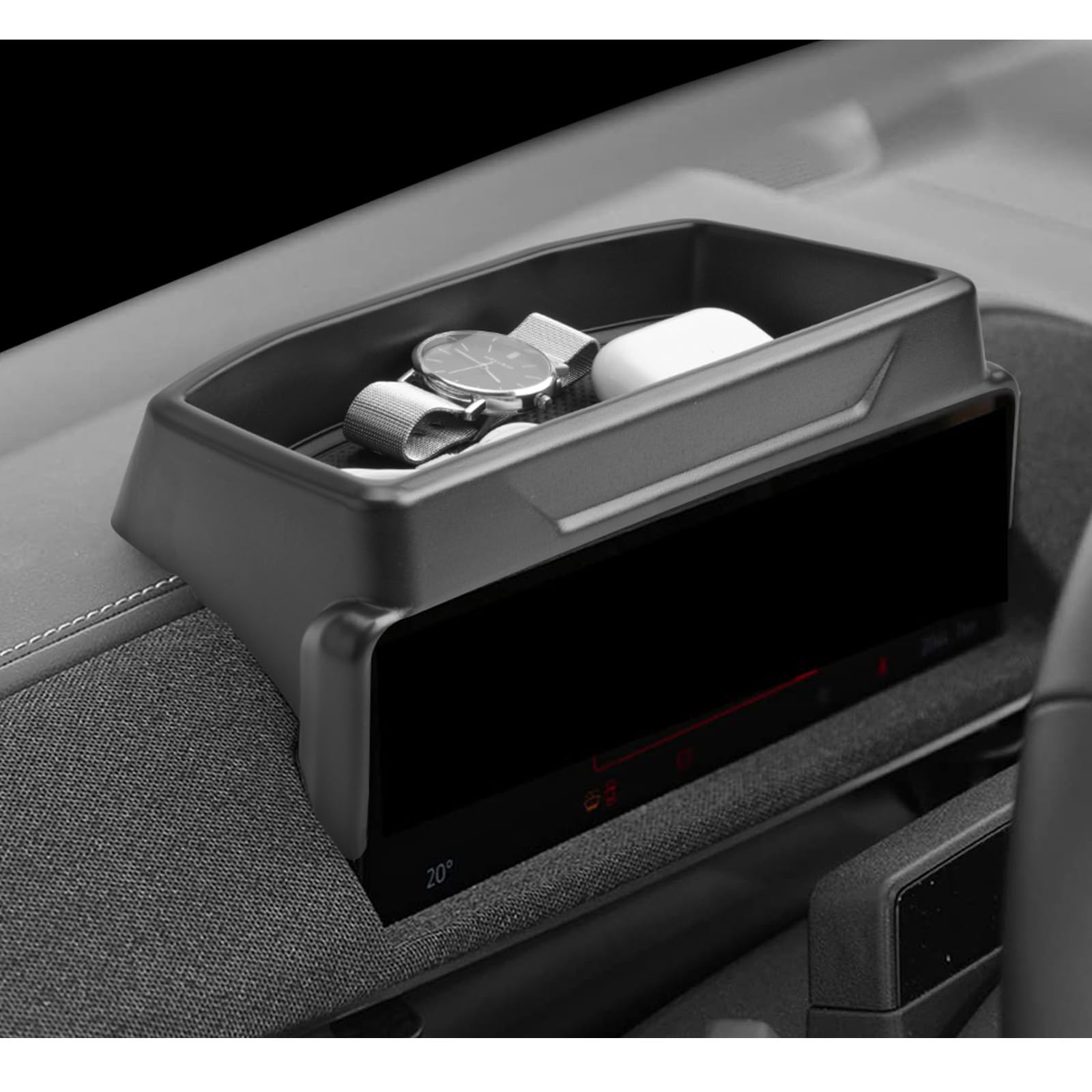 LUWU 2026 Mustang Mach E Dashboard Storage Tray Compatible with Ford Mustang Mach E 2021-2026 Accessories Center Console Display Box Hidden Organizer Tray Behind Screen (Only Fit for 10.2-inch Screen)