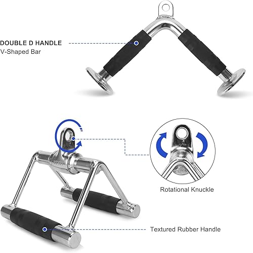 Miniatura 3 de XPRT Fitness - Cable de fijación para tríceps, mango en V con rotación, barra giratoria, cuerda de tríceps, barra en forma de V, juego de 4