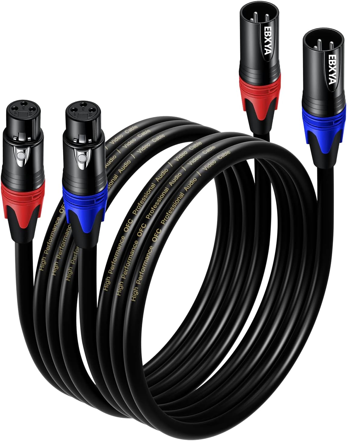 EBXYA XLR Cable 1M 2Pack - Male to Female Microphone 3-Pin Balanced DMX Patch Cable