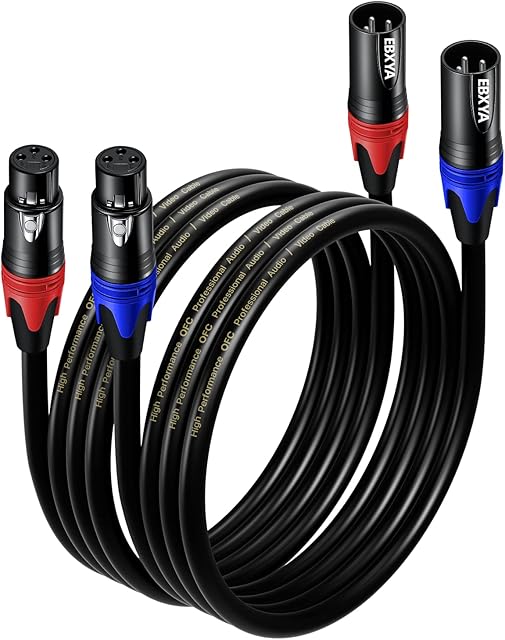 EBXYA XLR Cable 1M 2Pack XLR Male to Female Cable Microphone Cable 3-Pin Balanced DMX Cable XLR Patch Cable