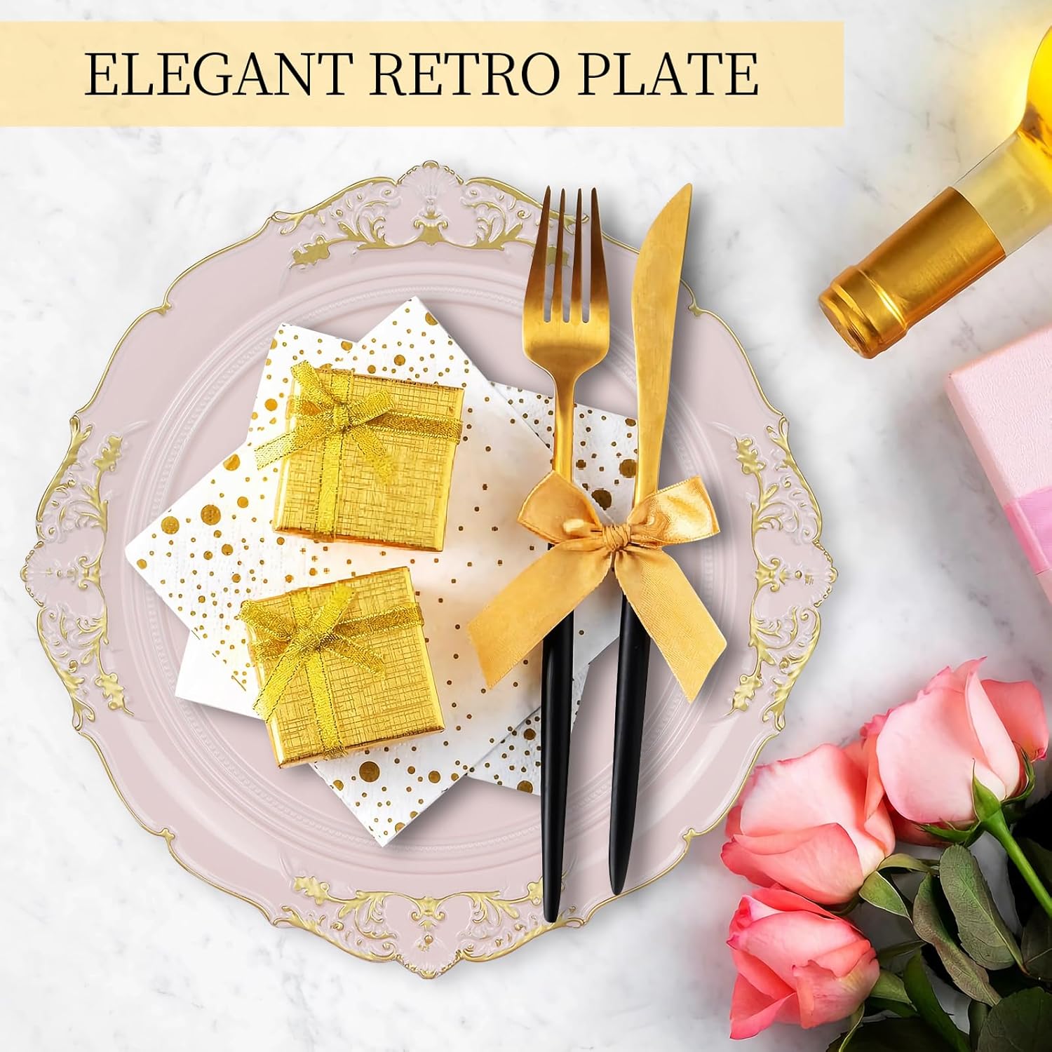 Charger Plates Set of 6, Embossed Design, Elegant Charger Plates for Dinner Table, Premium Plate Set, Nice Chargers for Dinner Plates, Enhances Dining Experience (Art, pink-2)