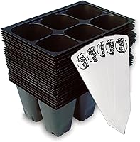TheHydroponicCity Seed Starter Trays - 144 Cells (24 x 6-Cell Trays) + Plant Stakes for Healthy Roots & Easy Gardening