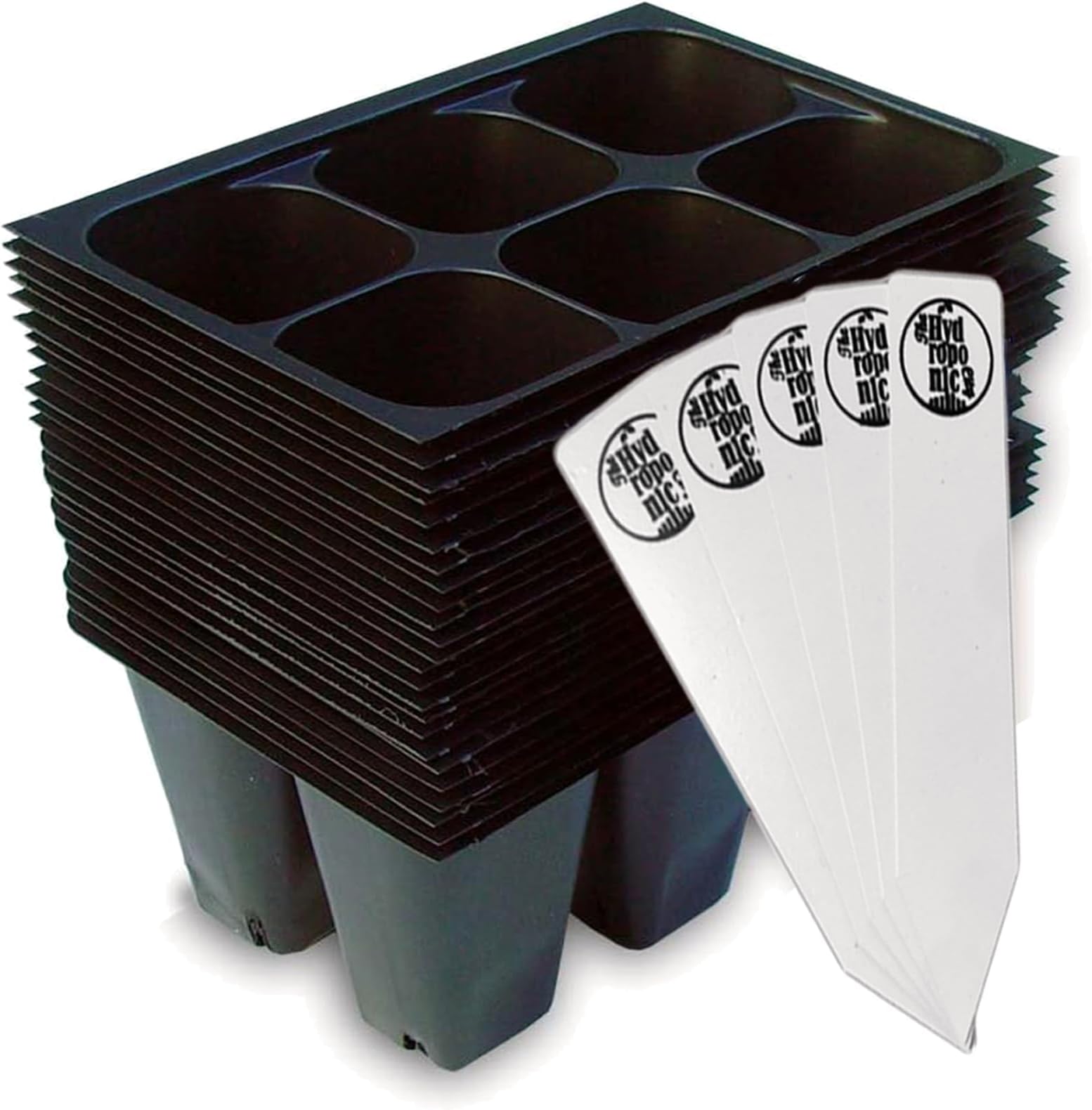 Seed Starter Trays, 144 Cells (24 Trays - 6 Cells Per Tray) + Plant Stakes