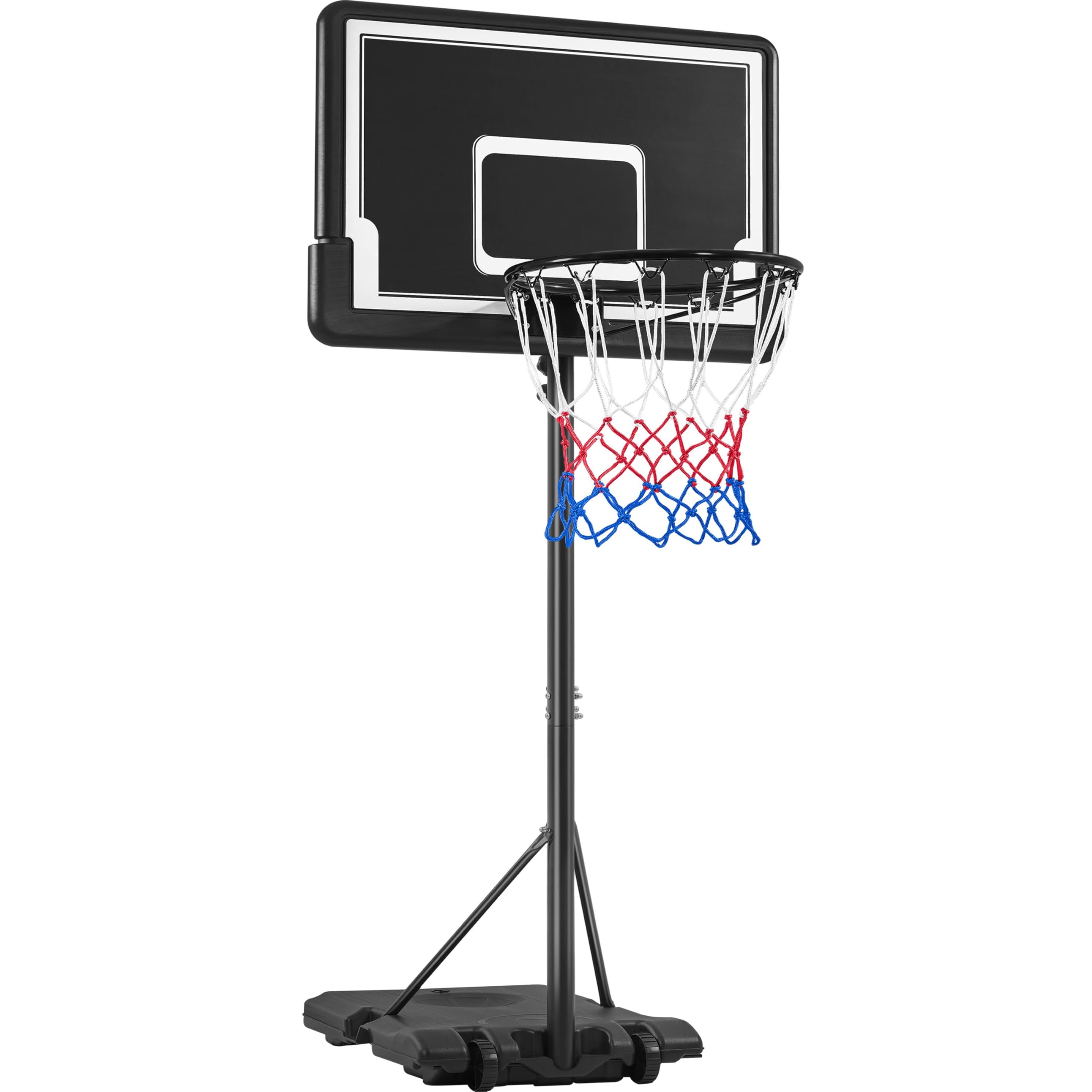 Yaheetech Canasta Baloncesto Exteior, Aro de Baloncesto con Ruedas Tableros de Baloncesto para Adultos Altura Ajustable 182-215 cm Negro