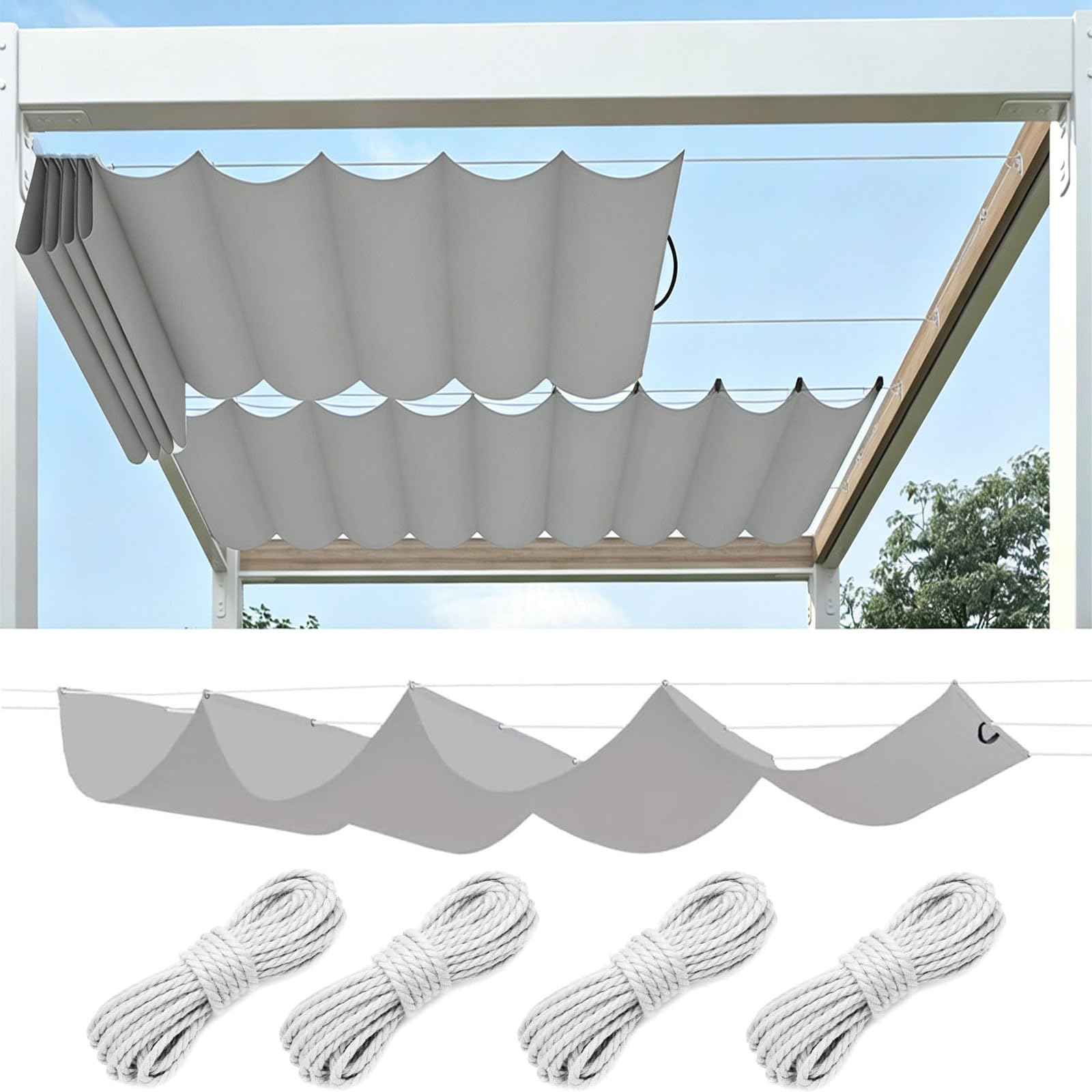 Toile d'ombrage imperméable et anti-UV rétractable 110x1500 cm pour terrasse