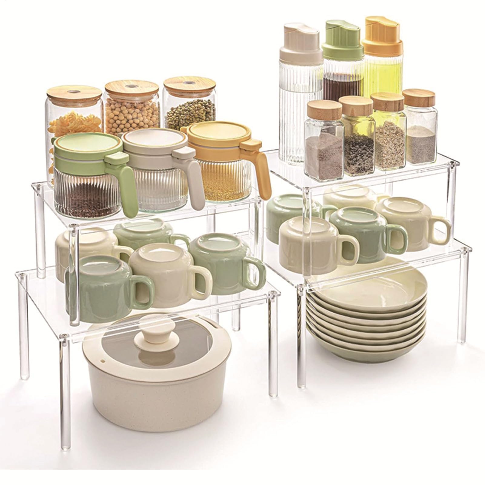 Acrylschrank Nizer Rack – stapelbare Küche & Badezimmer Display Aufbewahrung für Make-up, Sammlerstücke und Backutensilien – vielseitige transparente Acrylregale