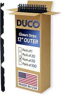 Duco USA-Made R Panel Foam Closure Strips - 50 Pack of 3ft Black Corrugated Roof Foam Strips for Metal Roof Insulations - Weatherproof Insulation Seal Blocks Moisture, Gaps, Noise & Dust